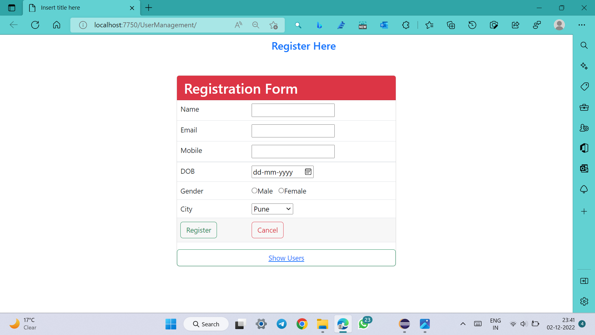 Book Registration Website